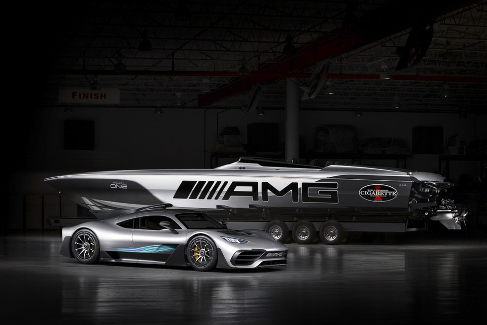 The Marauder AMG boat of Cigarette Racing and Merc.
